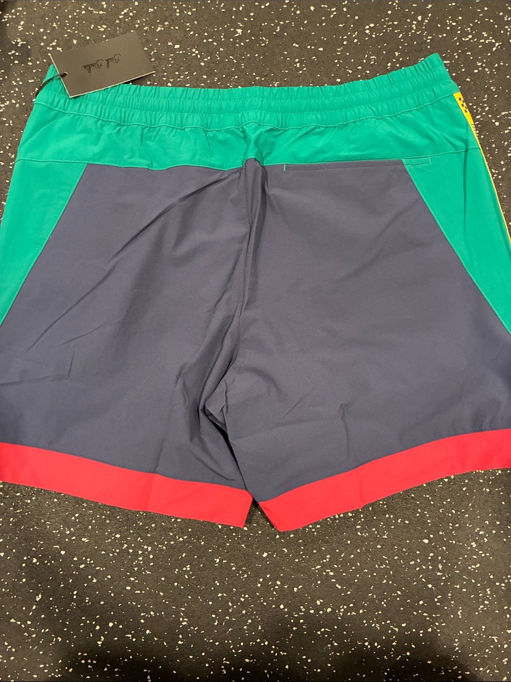 Bad Birdie Navy, Green & Red Colorblock Athletic Shorts - Picture 4 of 4